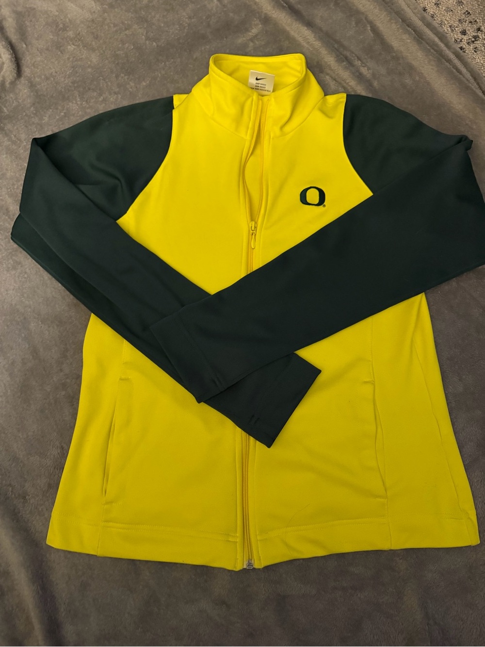 Nike Women's Yellow and Dark Green Full Zip Athletic Jacket